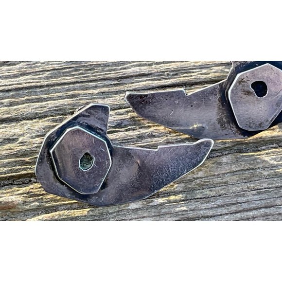 Vintage 1960s Modernist Machinist Style Sterling Silver Screw back earrings - Picture 6 of 12